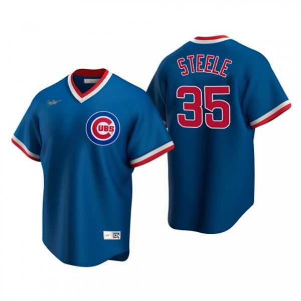 Men%27s Chicago Cubs #35 Justin Steele Nike Royal Pullover Cooperstown Jersey Dzhi